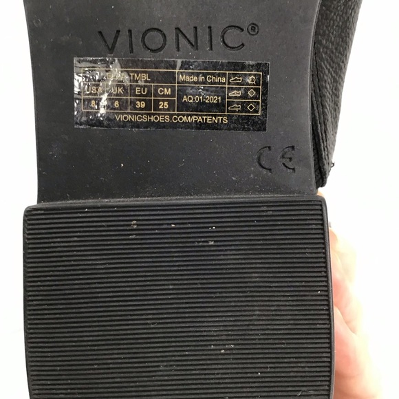 Vionic Ella Leather Women’s Toe Loop Arch Support Comfort Sandal Black Size 8M - Picture 3 of 12